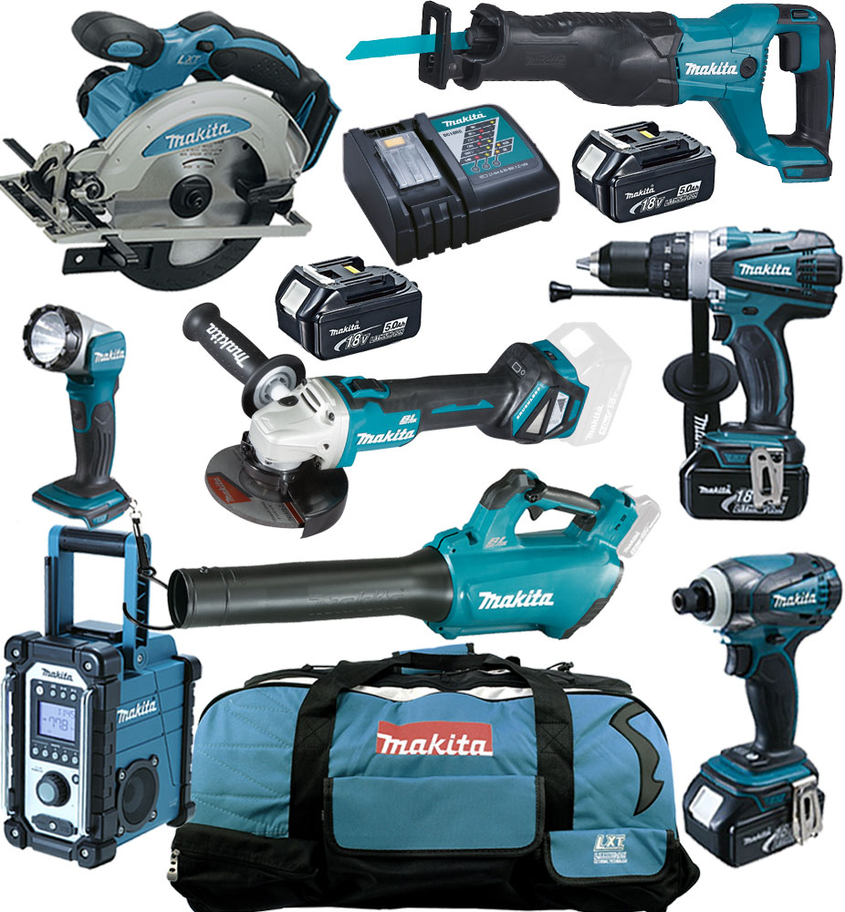 Makita DUB184PTJ4 Akku Gebläse Combo Kit 18V inkl. 4x Akku + DHP458 DGA511 uvm.