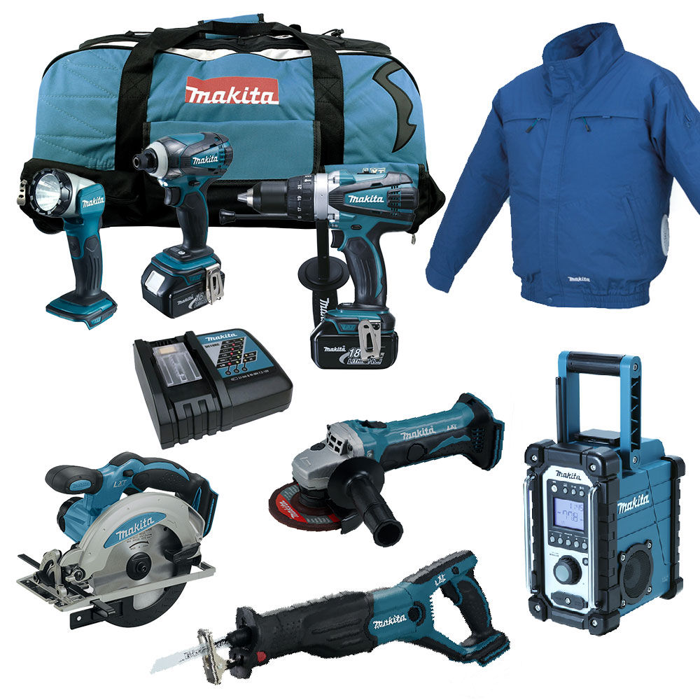 MAKITA LXT 18V 12tlg. Akku Werkzeug Set + DFJ304 Z XL Akku Klima Jacke NEU