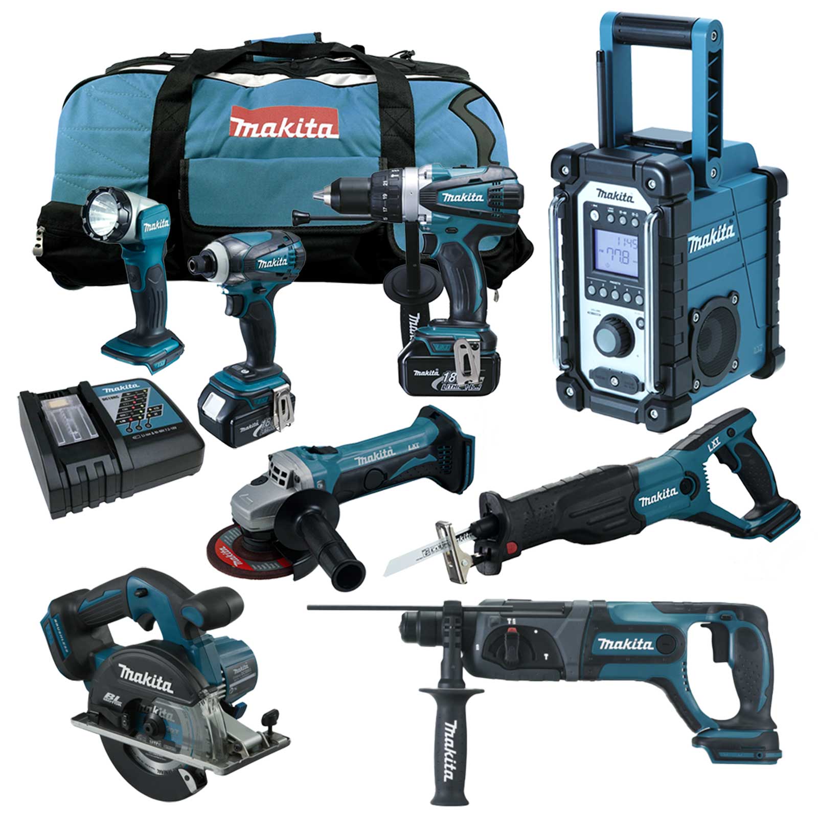 MAKITA LXT 18V 12tlg. Akku Werkzeug Set +DCS551 RTJ